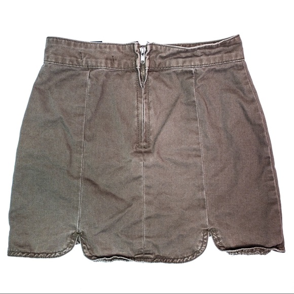 Forever 21 Cotton Mini Skirt Army Green Back Zip - Picture 2 of 4